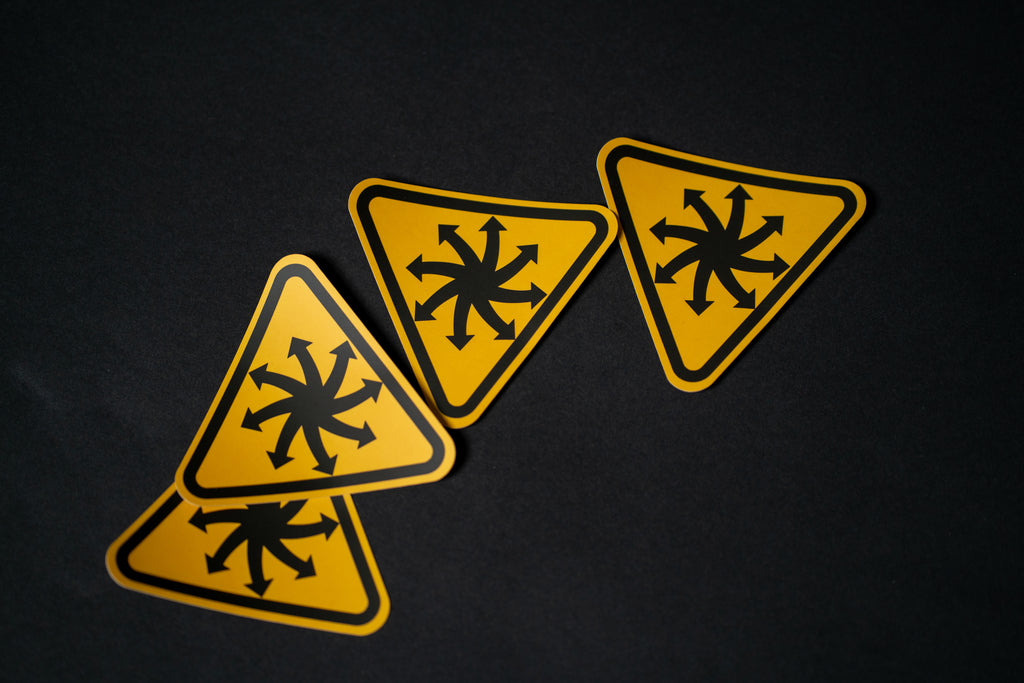 Pfeilrad Sticker Gefahrenzeichen